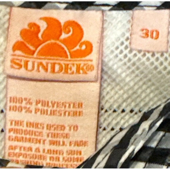 Sundek Men's Shorts Swimwear Lined Gingham Check Drawstring Trunks Navy White 30 - Picture 4 of 7